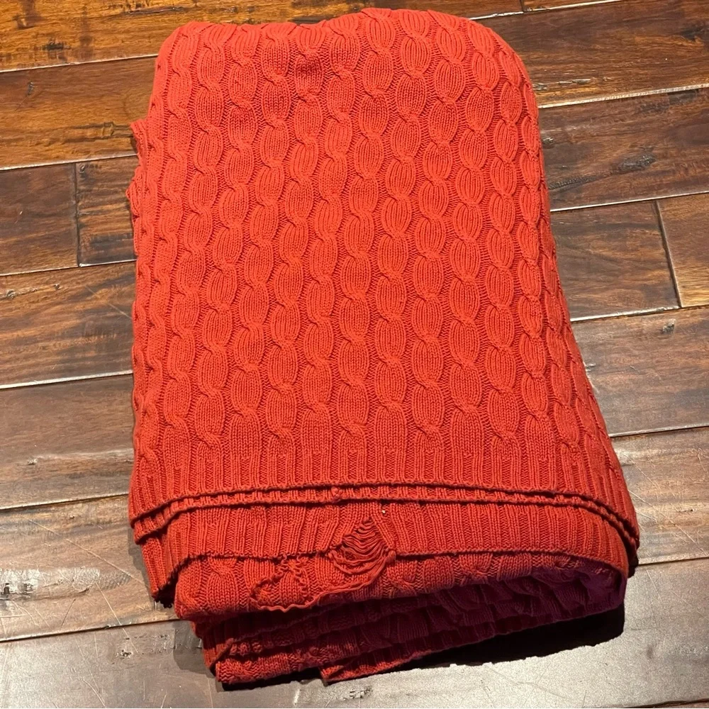 Restoration Hardware cable knit king blanket